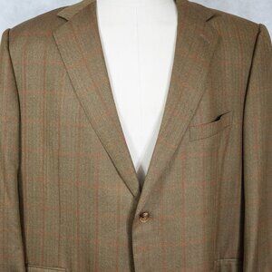 PRISTINE Ermenigildo Zegna Trofeo Brown Herringbone Windowpane Sport Coat 54R